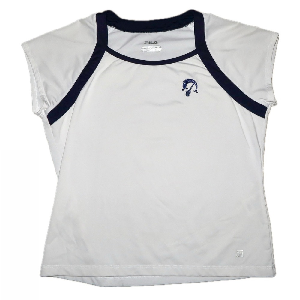 Vintage Fila white and navy dry fit baby tee